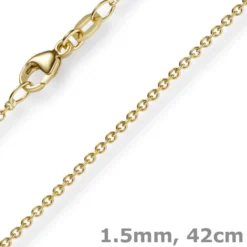 1,5mm Rund-Ankerkette aus 750 Gold Gelbgold Kette Collier Halskette, 42cm