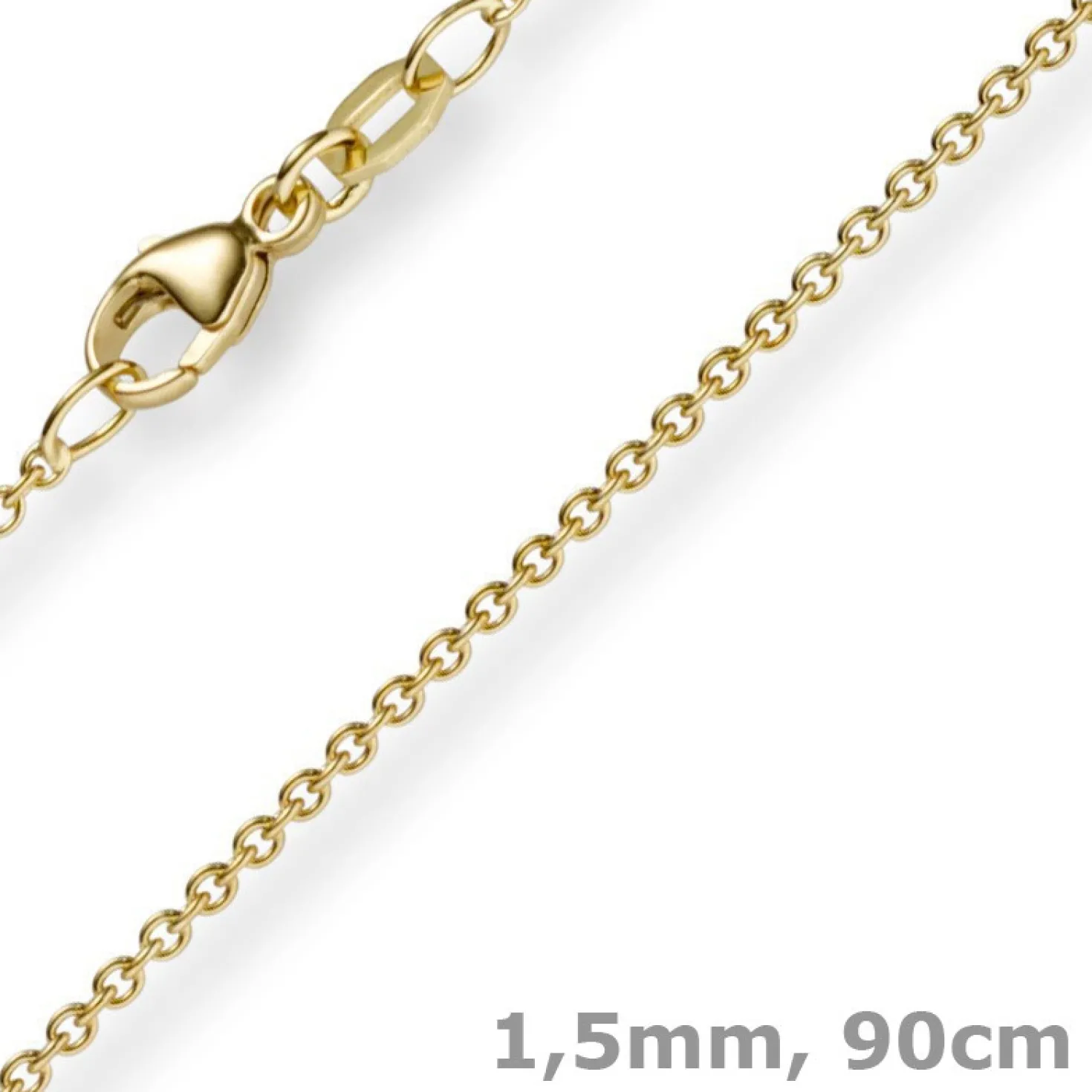 1,5mm Rund-Ankerkette aus 750 Gold Gelbgold Kette Collier Halskette, 90cm