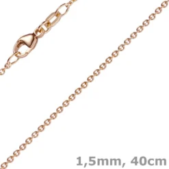1,5mm Rund-Ankerkette aus 750 Gold Rotgold Kette Collier Halskette, 40cm