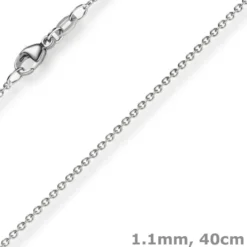 1,1mm Rund-Ankerkette aus 750 Gold Weißgold Kette Collier Halskette, 40cm