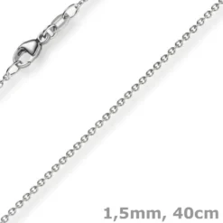 1,5mm Rund-Ankerkette aus 750 Gold Weißgold Kette Collier Halskette, 40cm