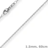 1,5mm Rund-Ankerkette aus 585 Gold Weißgold Kette Collier Halskette, 60cm