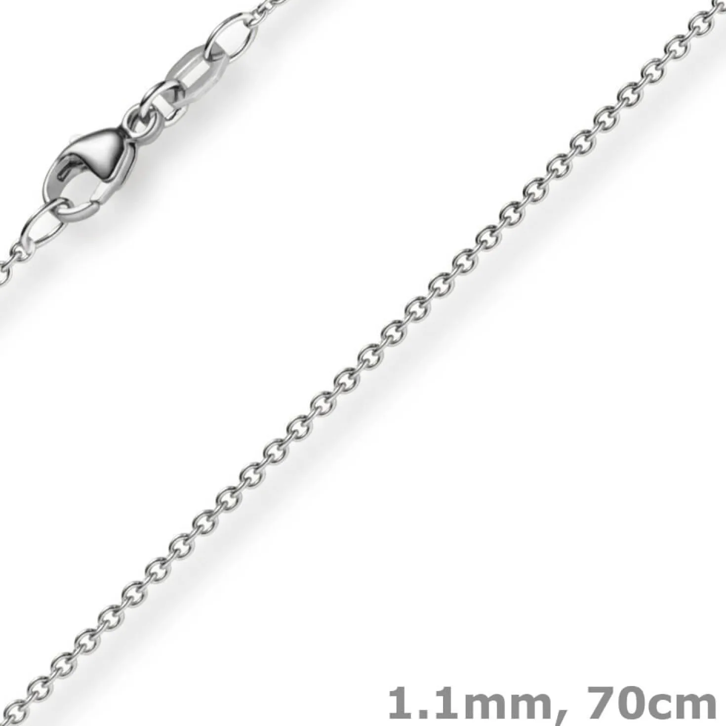 1,1mm Rund-Ankerkette aus 750 Gold Weißgold Kette Collier Halskette, 70cm