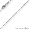 1,1mm Rund-Ankerkette aus 750 Gold Weißgold Kette Collier Halskette, 42cm