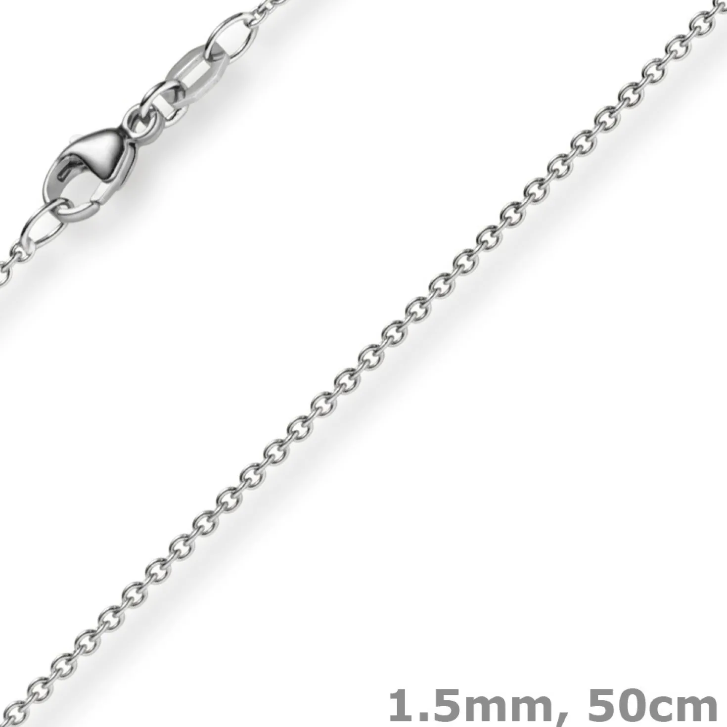 1,5mm Rund-Ankerkette aus 750 Gold Weißgold Kette Collier Halskette, 50cm