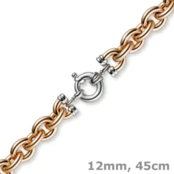 12mm Rundanker Kette Collier Halsschmuck 585 Gold Rotgold & Weißgold, 45cm