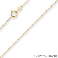 1,1mm Rund-Ankerkette Collier Halskette aus 375 Gold Gelbgold 36cm