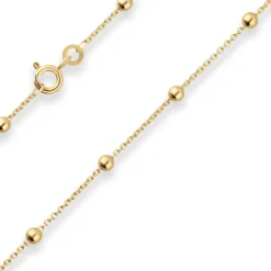 1,3mm Rund-Ankerkette Collier Kugel Halskette aus 585 Gold Gelbgold 45cm