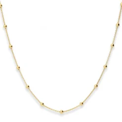 1,3mm Rund-Ankerkette Collier Kugel Halskette aus 333 Gold Gelbgold 45cm