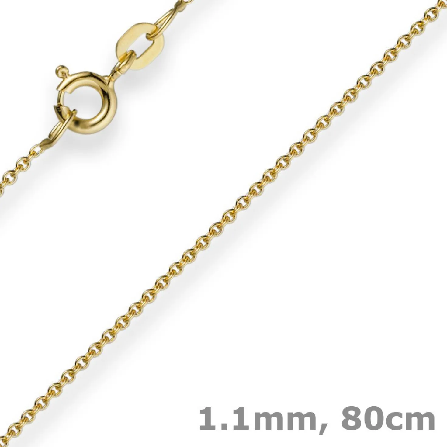 1,1mm Rund-Ankerkette 750 Gold Gelbgold Kette Collier Halskette, 80cm