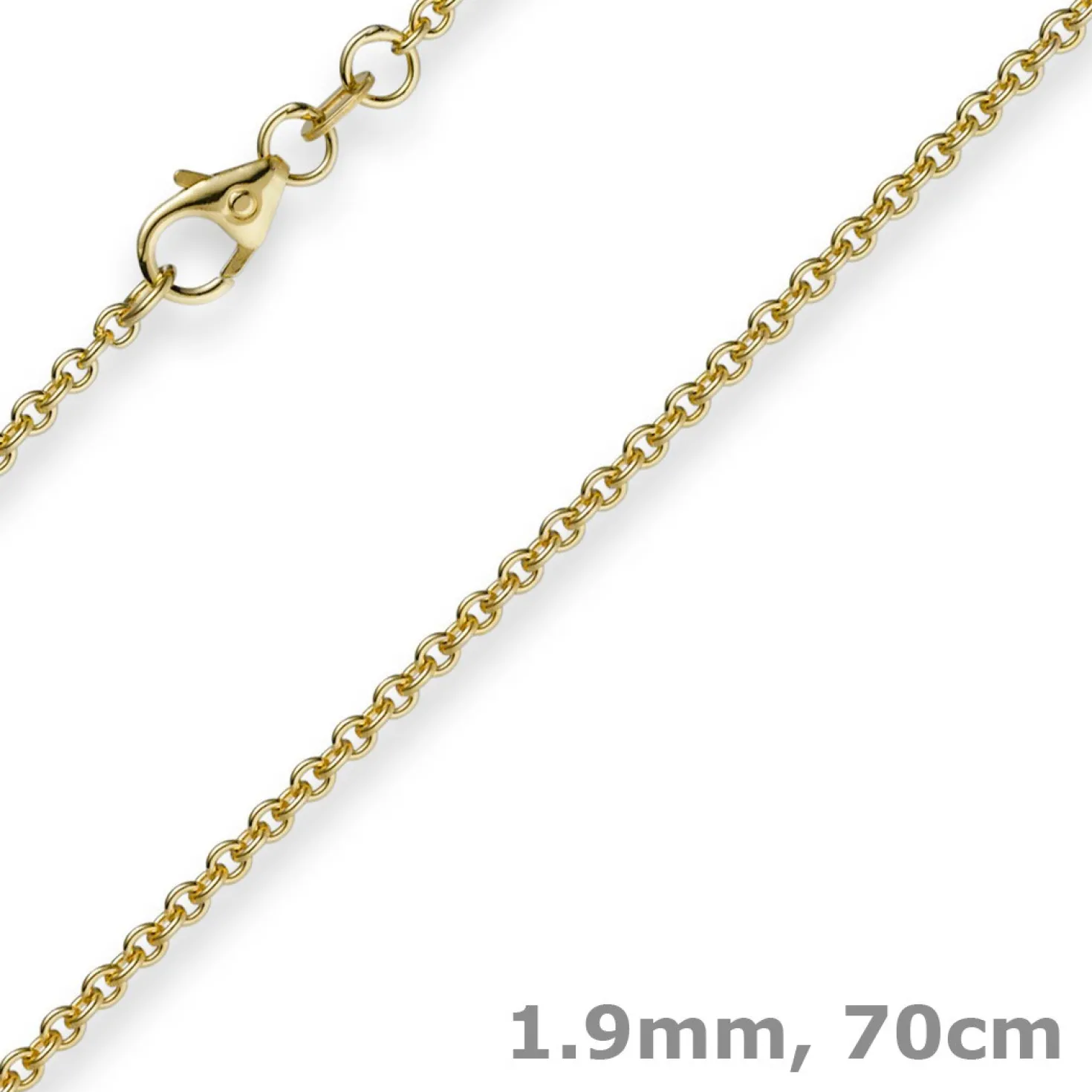 1,9mm Rund-Ankerkette 585 Gold Gelbgold Kette Collier Halskette, 70cm