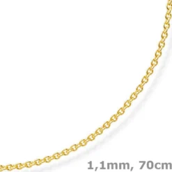 1,1mm Rund-Ankerkette 750 Gold Gelbgold Kette Collier Halskette, 70cm