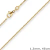1,3mm Rund-Ankerkette Goldkette Collier Halskette aus 750 Gold Gelbgold 45cm