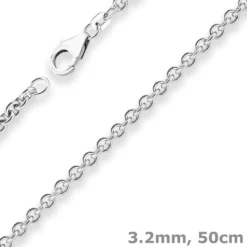 3,2mm Rund-Ankerkette Goldkette Collier Halskette aus 750 Gold Weißgold 50cm