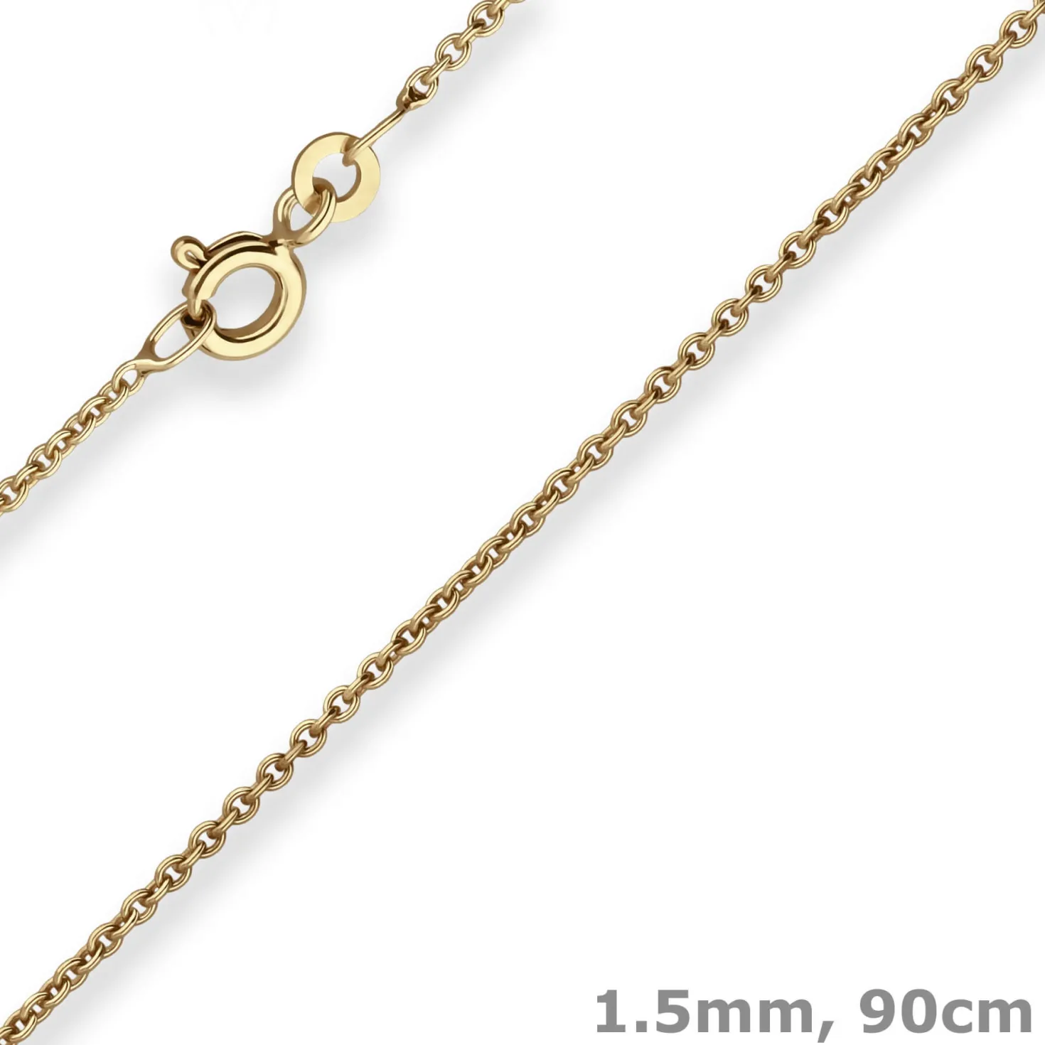 1,5mm Rund-Ankerkette Goldkette Collier Halskette aus 333 Gold Gelbgold 90cm
