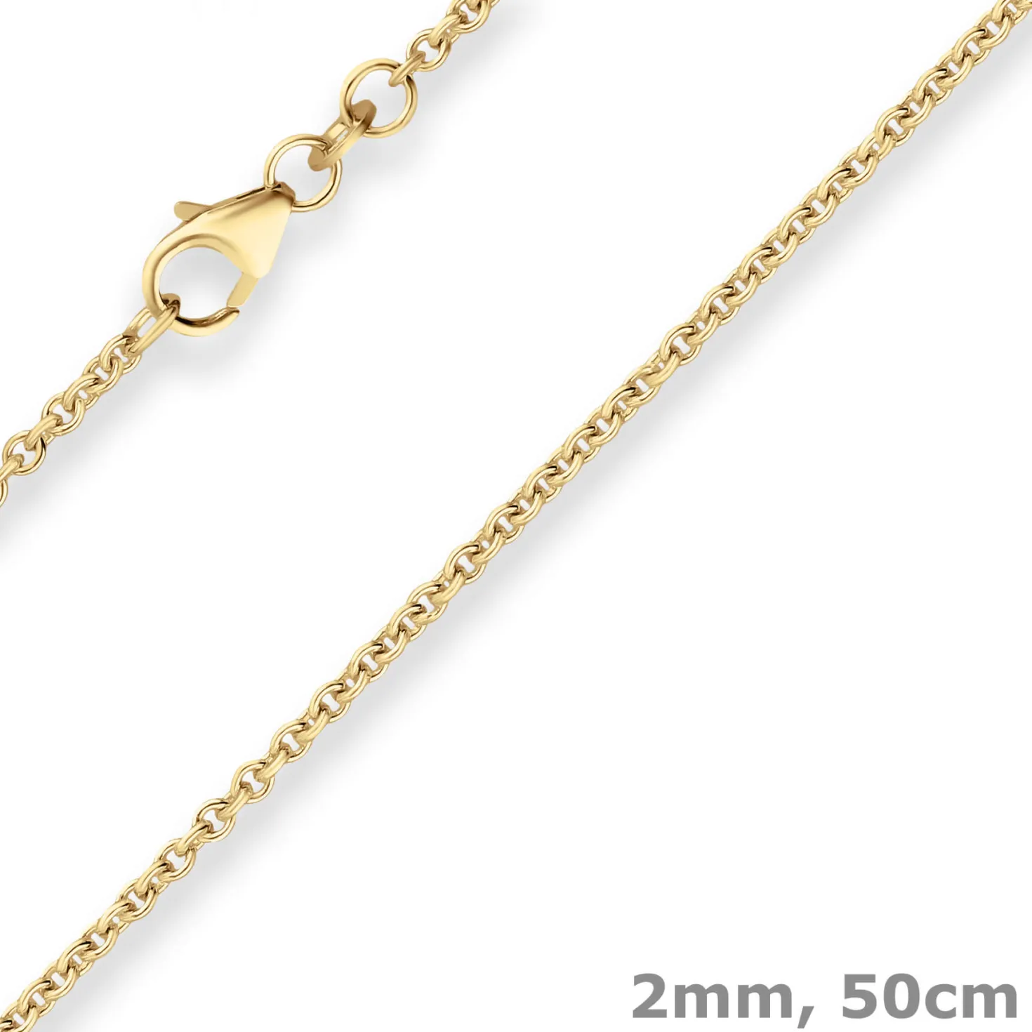 2mm Rund-Ankerkette Goldkette Collier Halskette aus 333 Gold Gelbgold 50cm