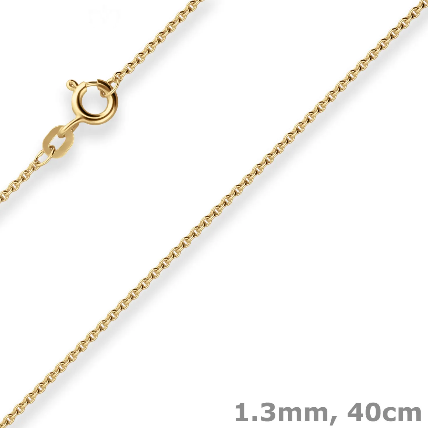 1,3mm Rund-Ankerkette Goldkette Collier Halskette aus 585 Gold Gelbgold 40cm