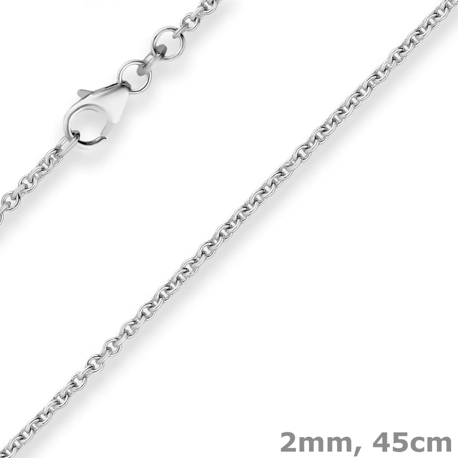 2mm Rund-Ankerkette Goldkette Collier Halskette aus 333 Gold Weißgold 45cm