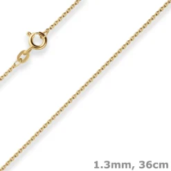 1,3mm Rund-Ankerkette Goldkette Collier Halskette aus 585 Gold Gelbgold 36cm