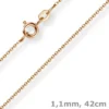 1,1mm Rund-Ankerkette 750 Gold Rotgold Kette Collier Halskette, 42cm