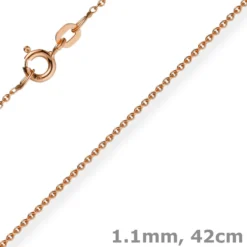 1,1mm Rund-Ankerkette 585 Gold Rotgold Kette Collier Halskette, 42cm