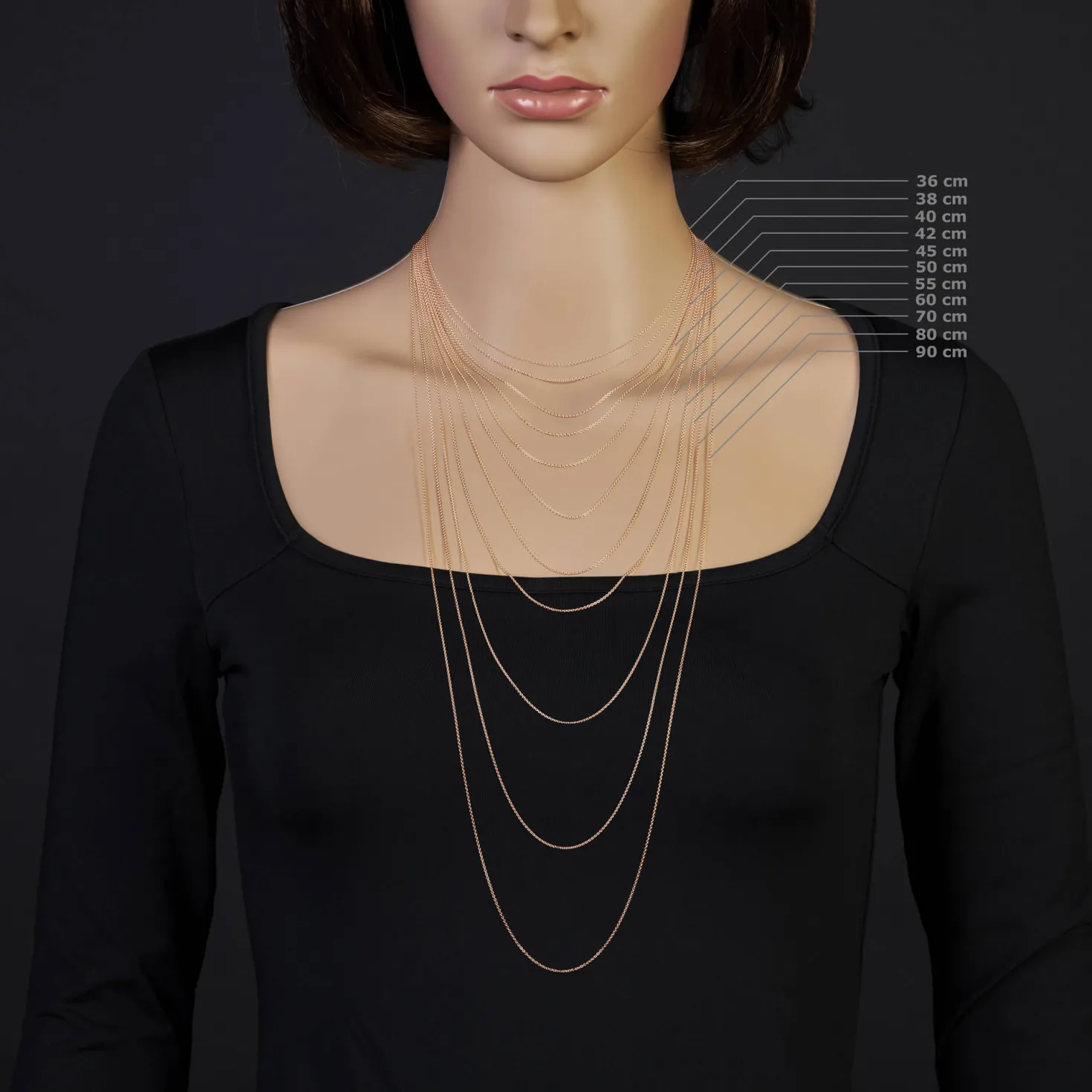1,1mm Rund-Ankerkette 585 Gold Rotgold Kette Collier Halskette, 60cm