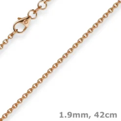 1,9mm Rund-Ankerkette 750 Gold Rotgold Kette Collier Halskette, 42cm