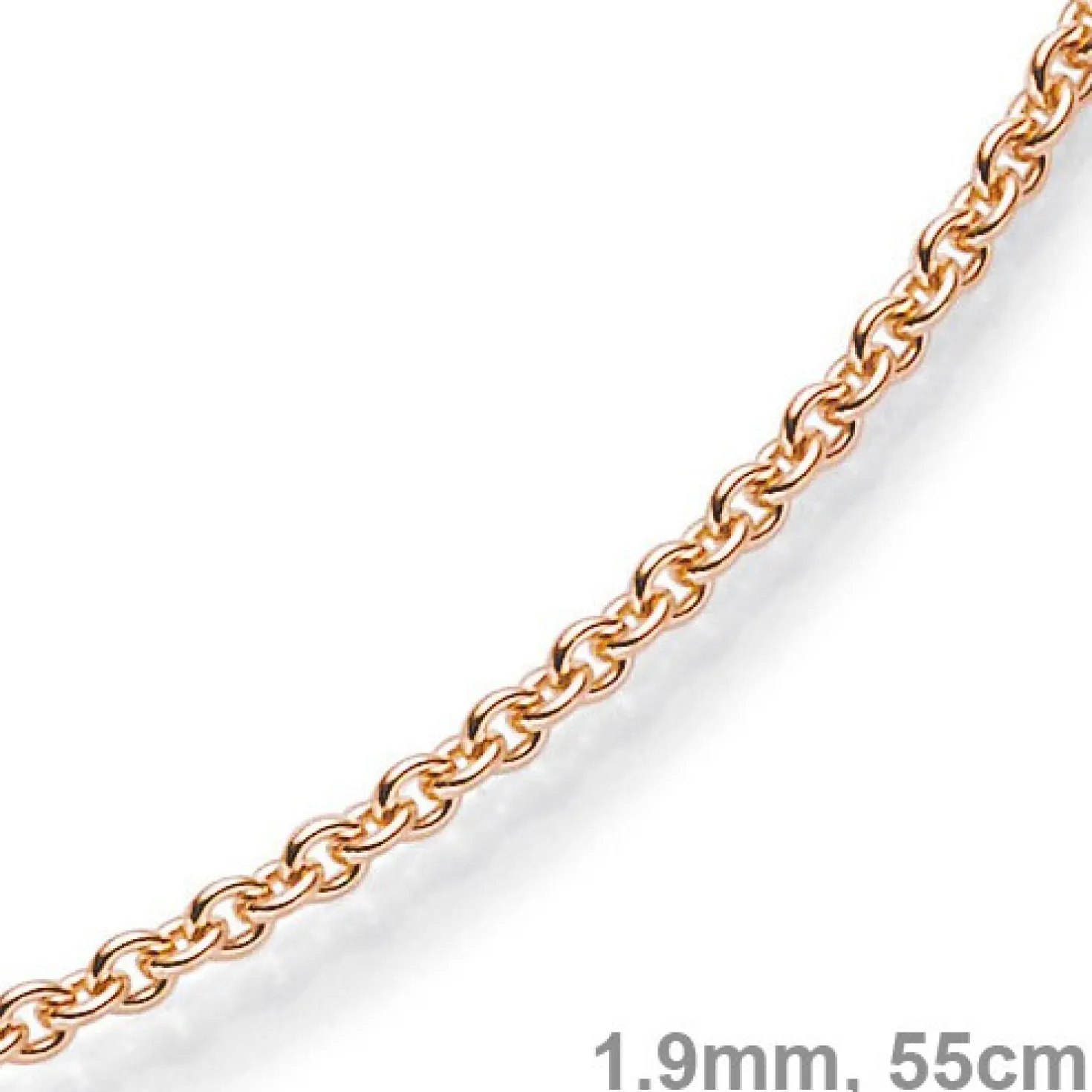 1,9mm Rund-Ankerkette 750 Gold Rotgold Kette Collier Halskette, 55cm
