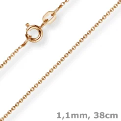 1,1mm Rund-Ankerkette 750 Gold Rotgold Kette Collier Halskette, 38cm