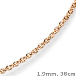 1,9mm Rund-Ankerkette 750 Gold Rotgold Kette Collier Halskette, 38cm