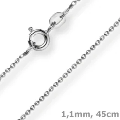 1,1mm Rund-Ankerkette 585 Gold Weißgold Kette Collier Halskette, 45cm