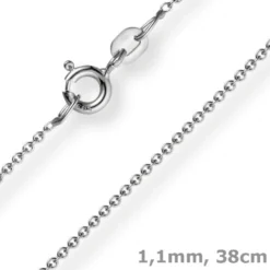 1,1mm Rund-Ankerkette 585 Gold Weißgold Kette Collier Halskette, 38cm