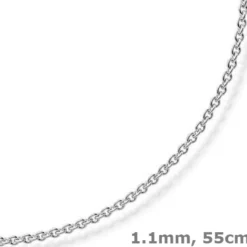 1,1mm Rund-Ankerkette 585 Gold Weißgold Kette Collier Halskette, 55cm
