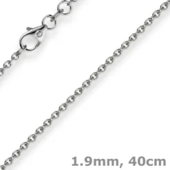 1,9mm Rund-Ankerkette 750 Gold Weißgold Kette Collier Halskette, 40cm