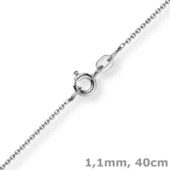 1,1mm Rund-Ankerkette 585 Gold Weißgold Kette Collier Halskette, 40cm