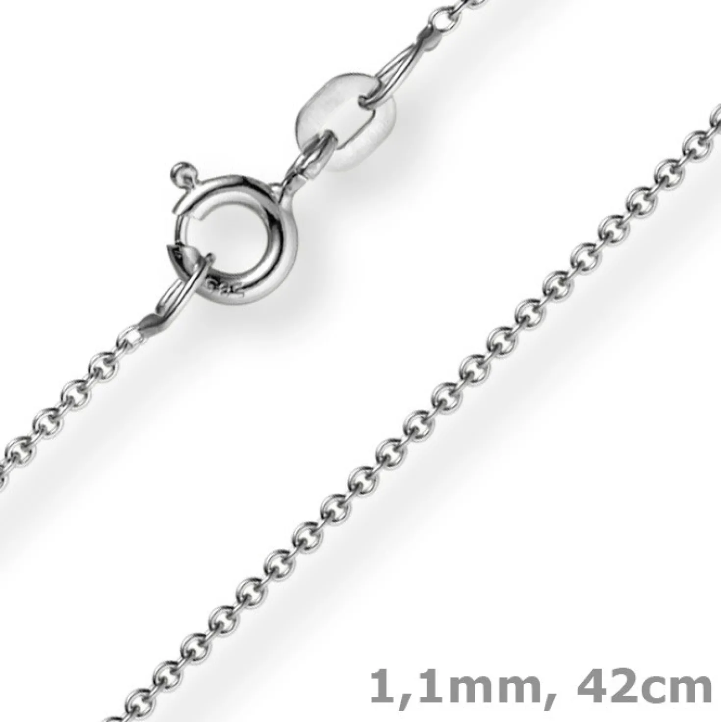 1,1mm Rund-Ankerkette 585 Gold Weißgold Kette Collier Halskette, 42cm