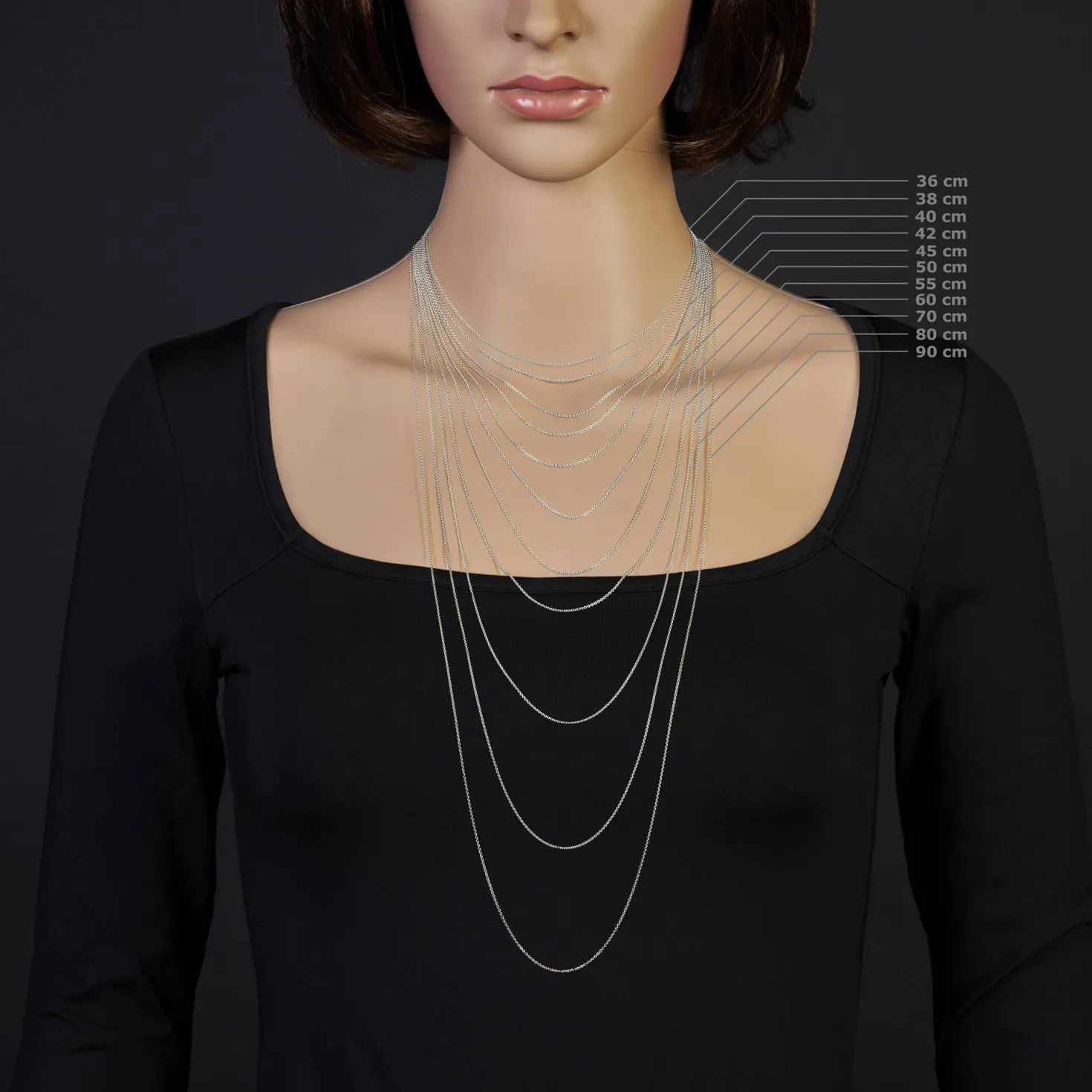 1,1mm Rund-Ankerkette 585 Gold Weißgold Kette Collier Halskette, 42cm