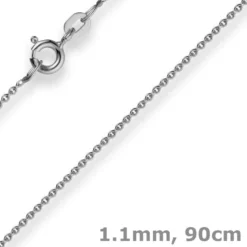 1,1mm Rund-Ankerkette 585 Gold Weißgold Kette Collier Halskette, 90cm