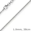 1,9mm Rund-Ankerkette 750 Gold Weißgold Kette Collier Halskette, 38cm