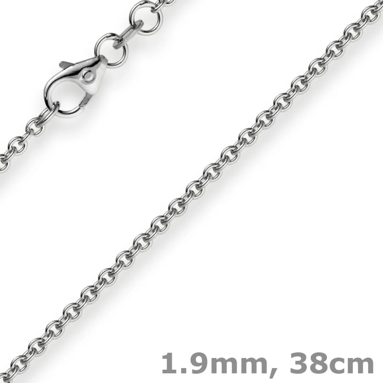 1,9mm Rund-Ankerkette 750 Gold Weißgold Kette Collier Halskette, 38cm