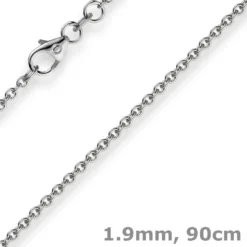 1,9mm Rund-Ankerkette 750 Gold Weißgold Kette Collier Halskette, 90cm
