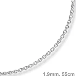 1,9mm Rund-Ankerkette 750 Gold Weißgold Kette Collier Halskette, 55cm