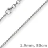 1,9mm Rund-Ankerkette 750 Gold Weißgold Kette Collier Halskette, 80cm