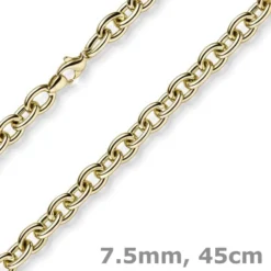 7,5mm Rundankerkette Halskette Collier aus 585 Gold Gelbgold 45cm