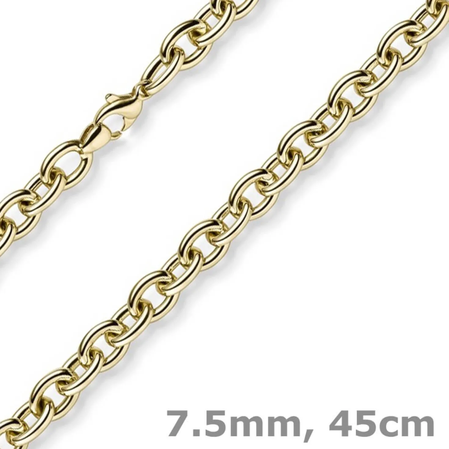 7,5mm Rundankerkette Halskette Collier aus 585 Gold Gelbgold 45cm