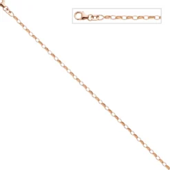 2,4mm Rundankerkette Halskette Halsschmuck aus 925 Silber Rotgold vergoldet, 70cm