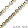 12mm Rund-Ankerkette Halskette Collier Phantasiekette 585 Gold gelb/weiß 45cm
