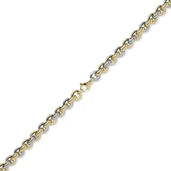 12mm Rund-Ankerkette Halskette Collier Phantasiekette 585 Gold gelb/weiß 45cm