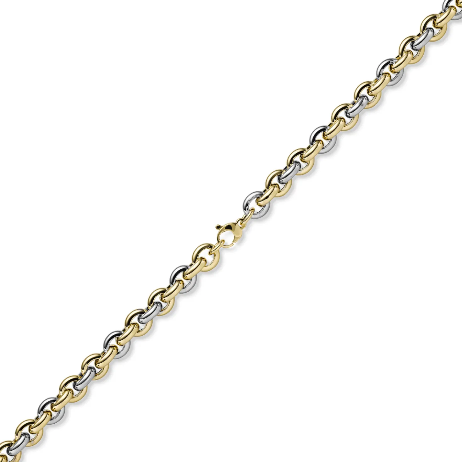 12mm Rund-Ankerkette Halskette Collier Phantasiekette 585 Gold gelb/weiß 45cm