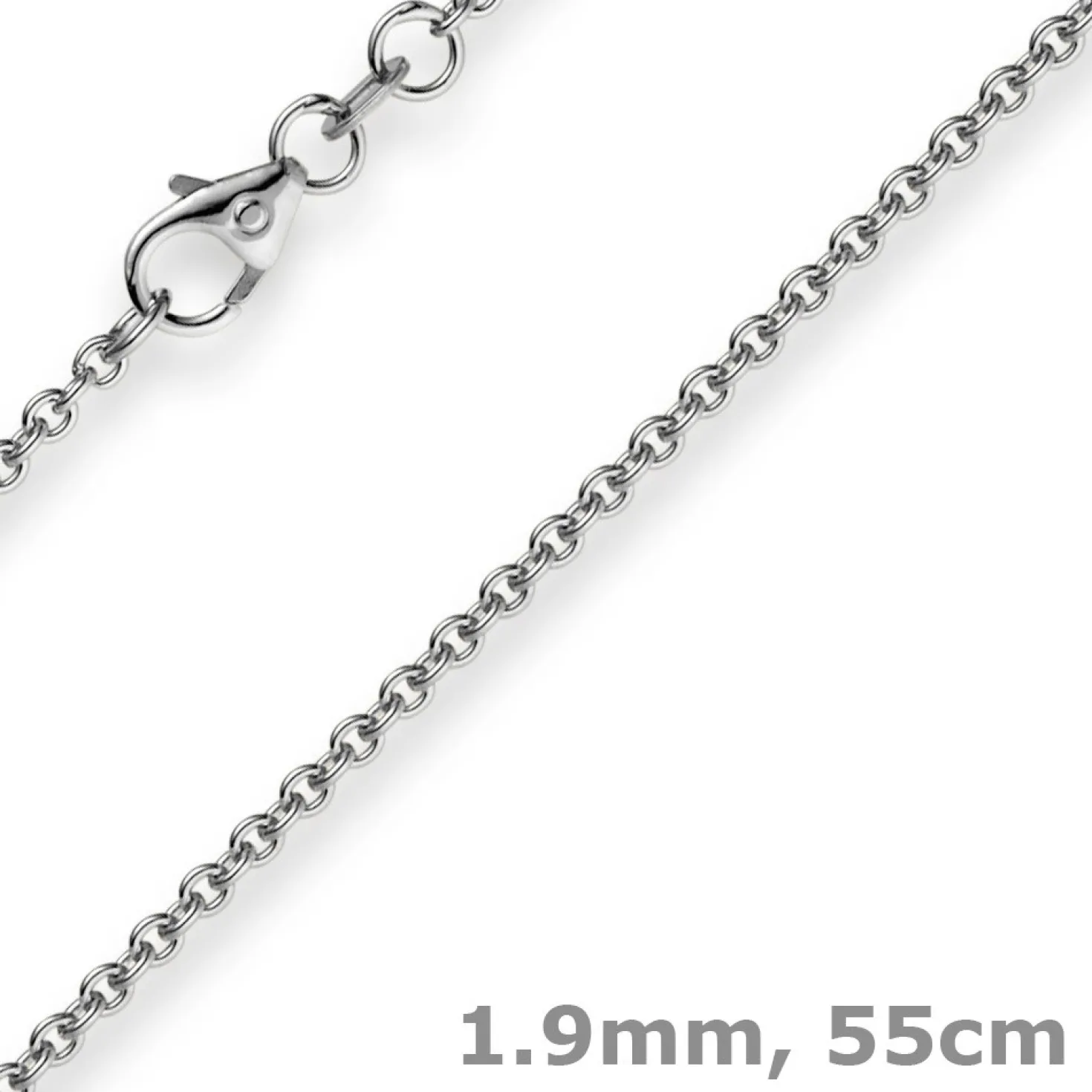 1,9mm Rund-Ankerkette Kette Collier, 585 Gold Weißgold Goldkette, 55cm